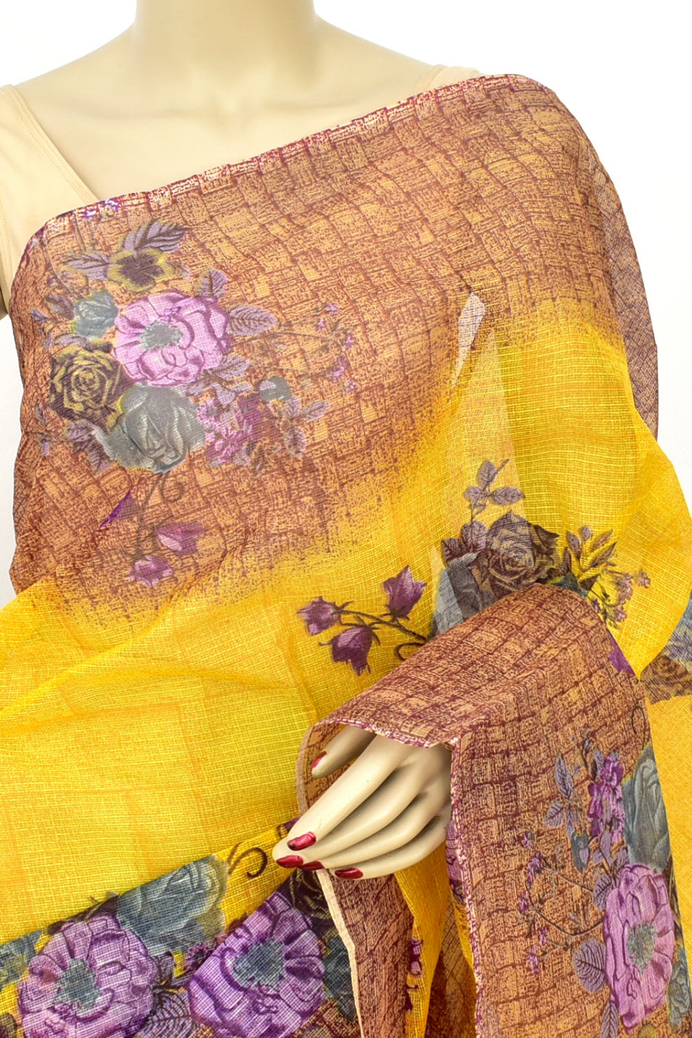 Yellow Handloom Kota Doria Cotton Saree 15608