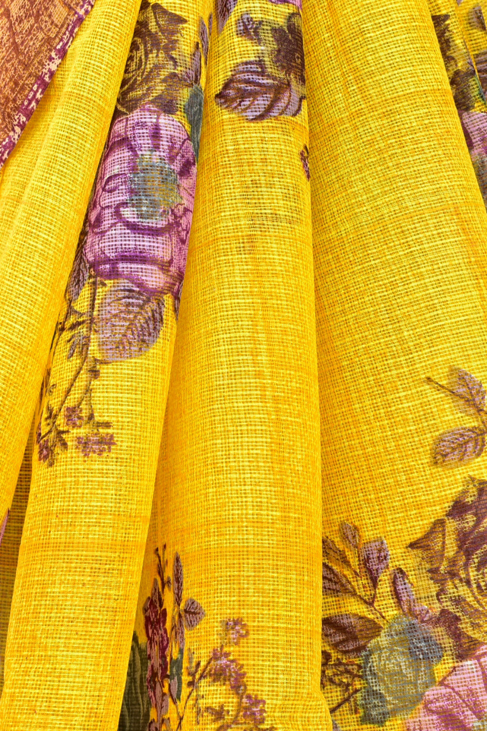 Yellow Handloom Kota Doria Cotton Saree 15608