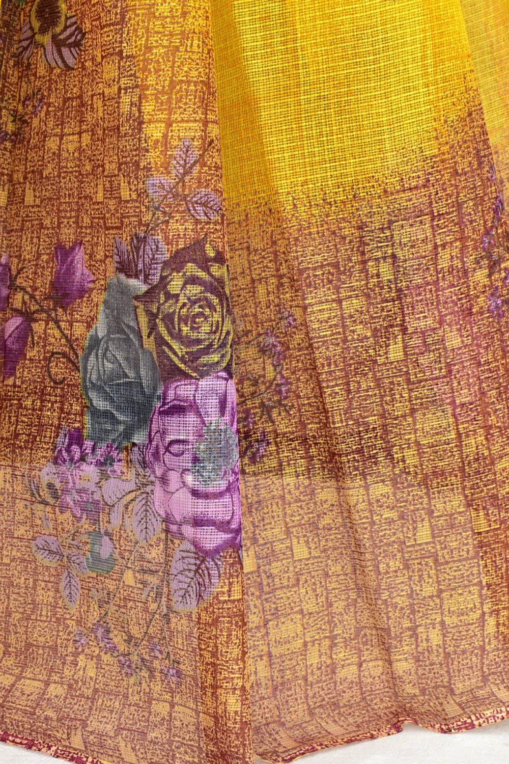 Yellow Handloom Kota Doria Cotton Saree 15608