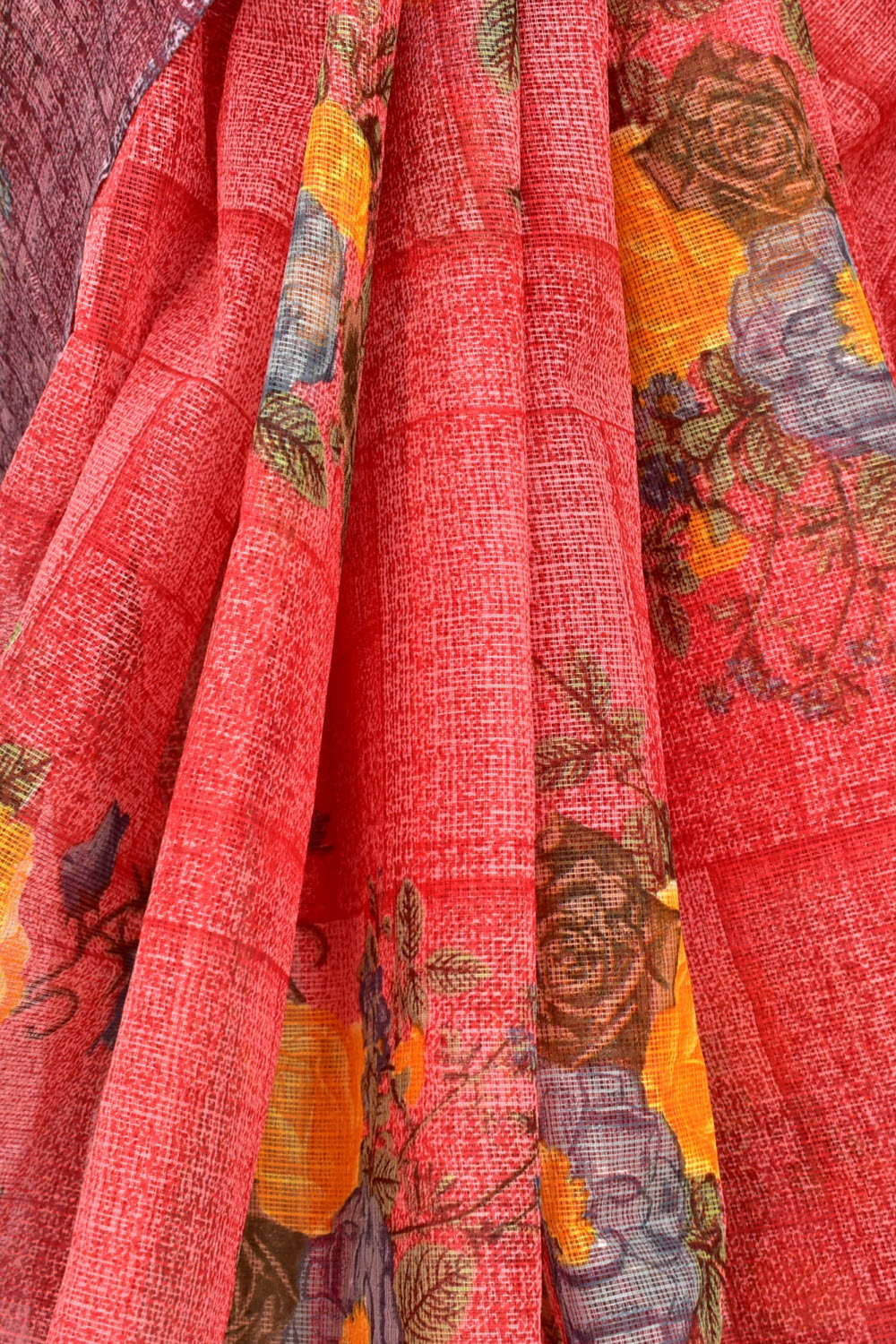 Red Handloom Kota Doria Cotton Saree 15609