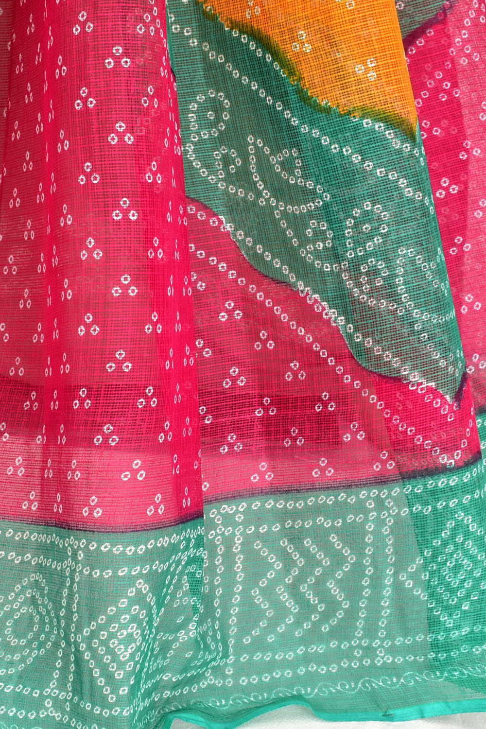 Red-Green Handloom Kota Doria Cotton Saree 15610