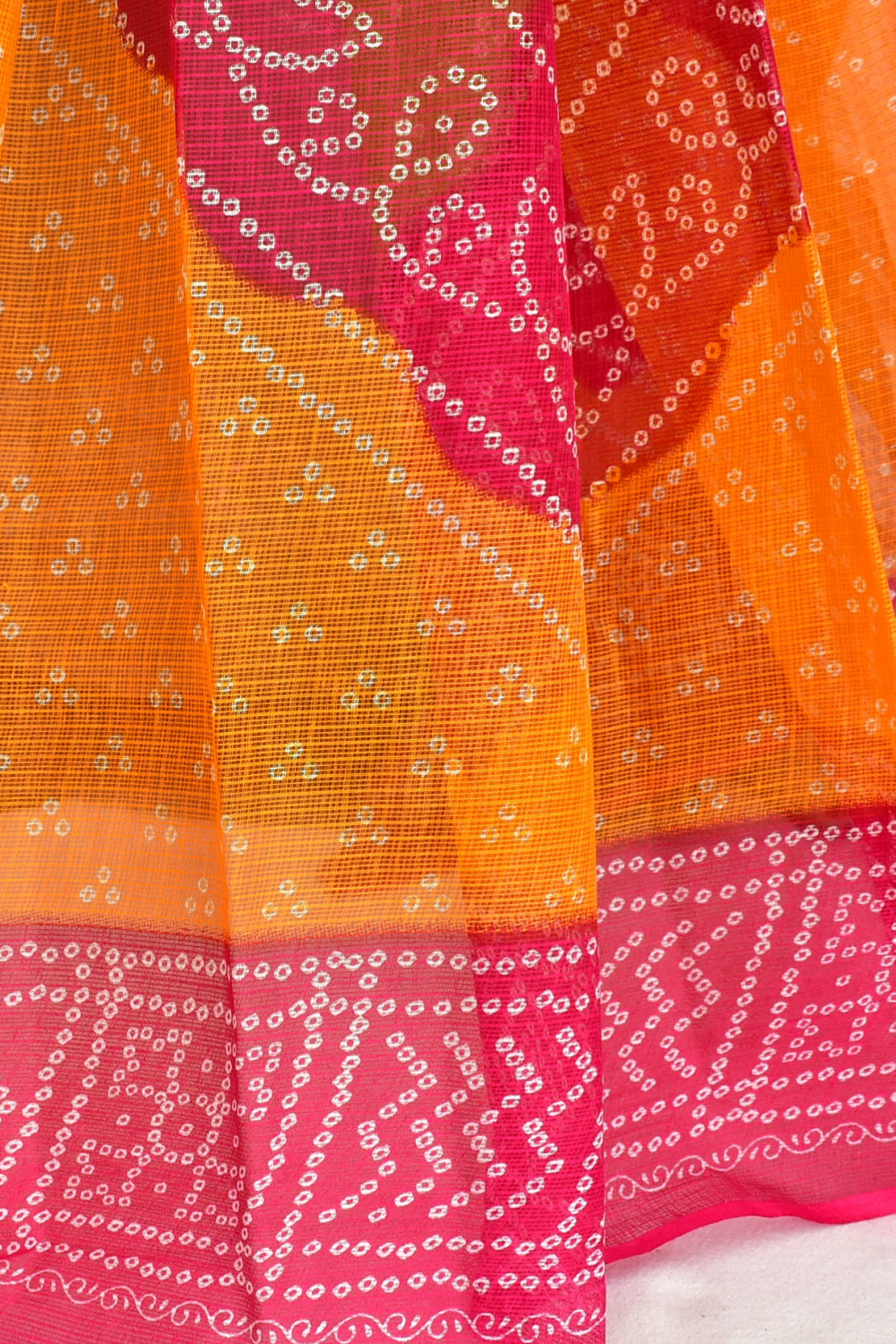 Pink-Orange Handloom Kota Doria Cotton Saree 15611