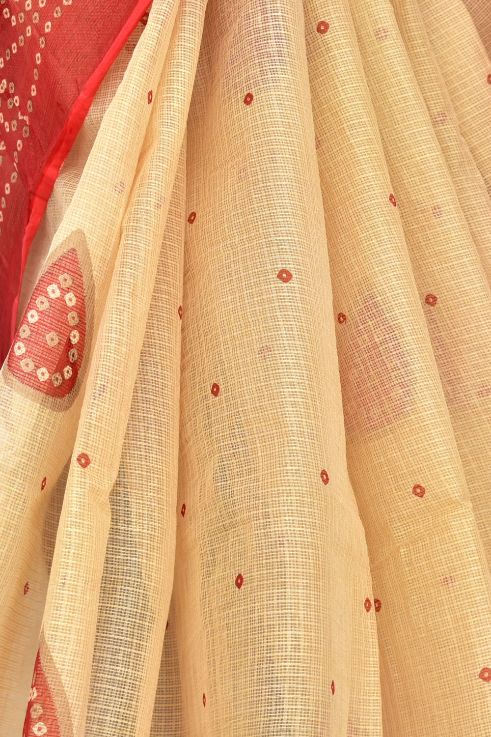 Fawn-Red Handloom Kota Doria Cotton Saree 15613