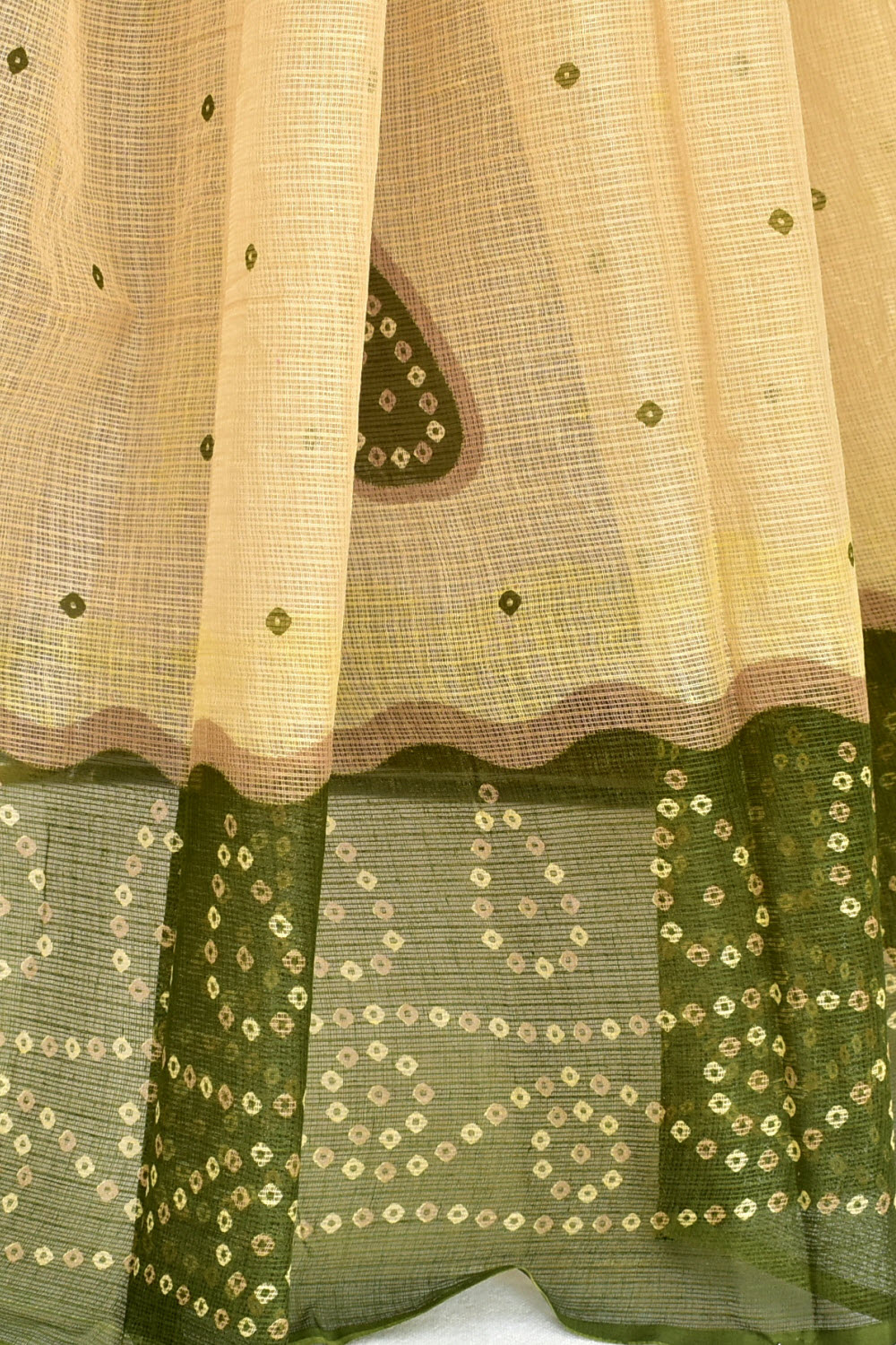 Fawn-Green Handloom Kota Doria Cotton Saree 15614