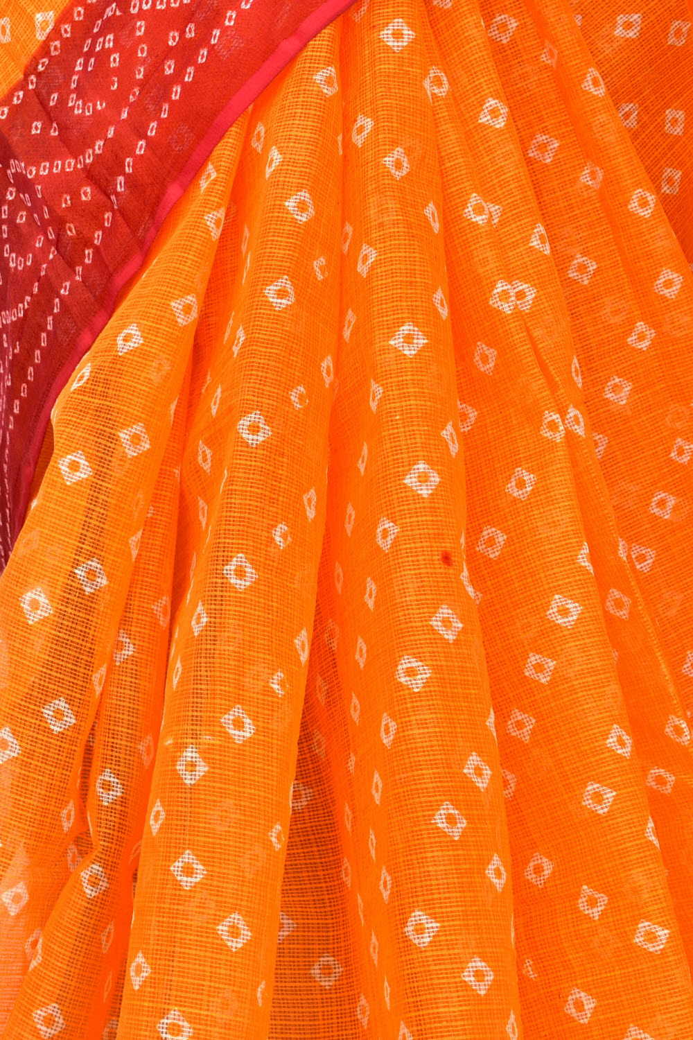 Orange-Red Handloom Kota Doria Cotton Saree 15618