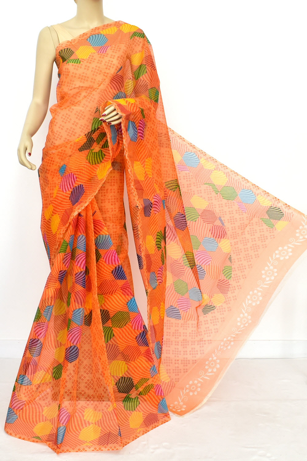Orange Handloom JP Munga Doria Cotton Saree 15621