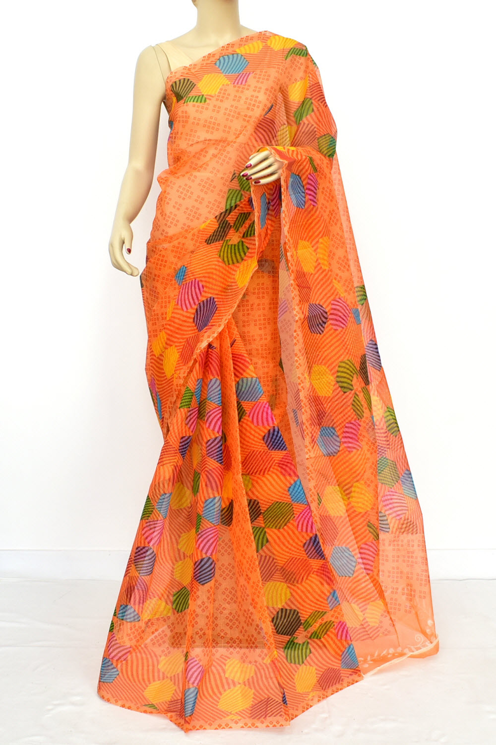 Orange Handloom JP Munga Doria Cotton Saree 15621