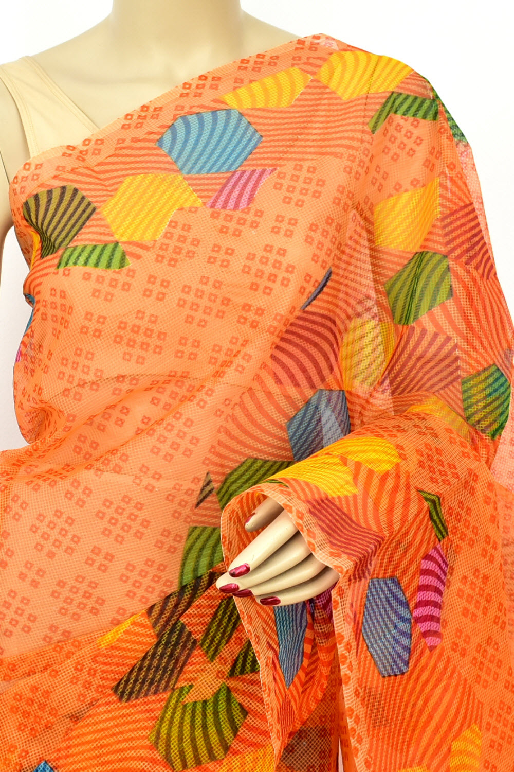 Orange Handloom JP Munga Doria Cotton Saree 15621