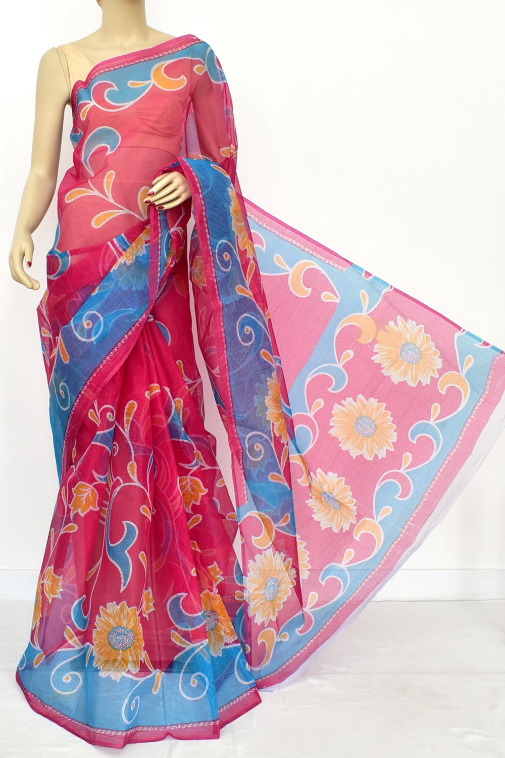 Pink-Pherozi Handloom JP Munga Doria Cotton Saree 15623