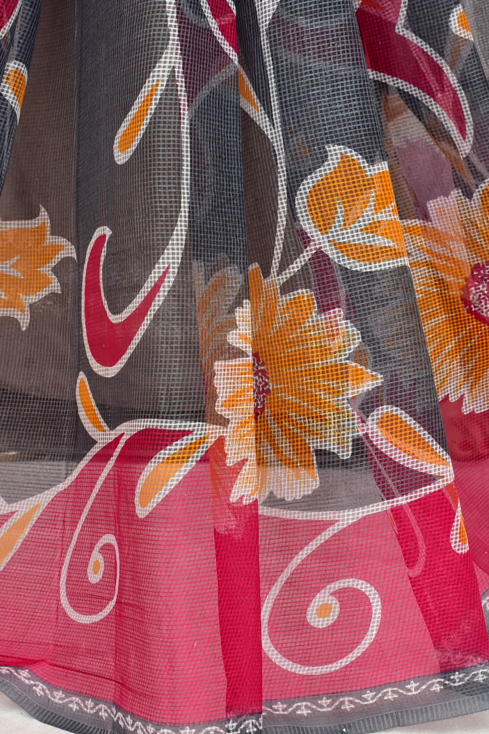 Steel Grey-Pink Handloom JP Munga Doria Cotton Saree 15624