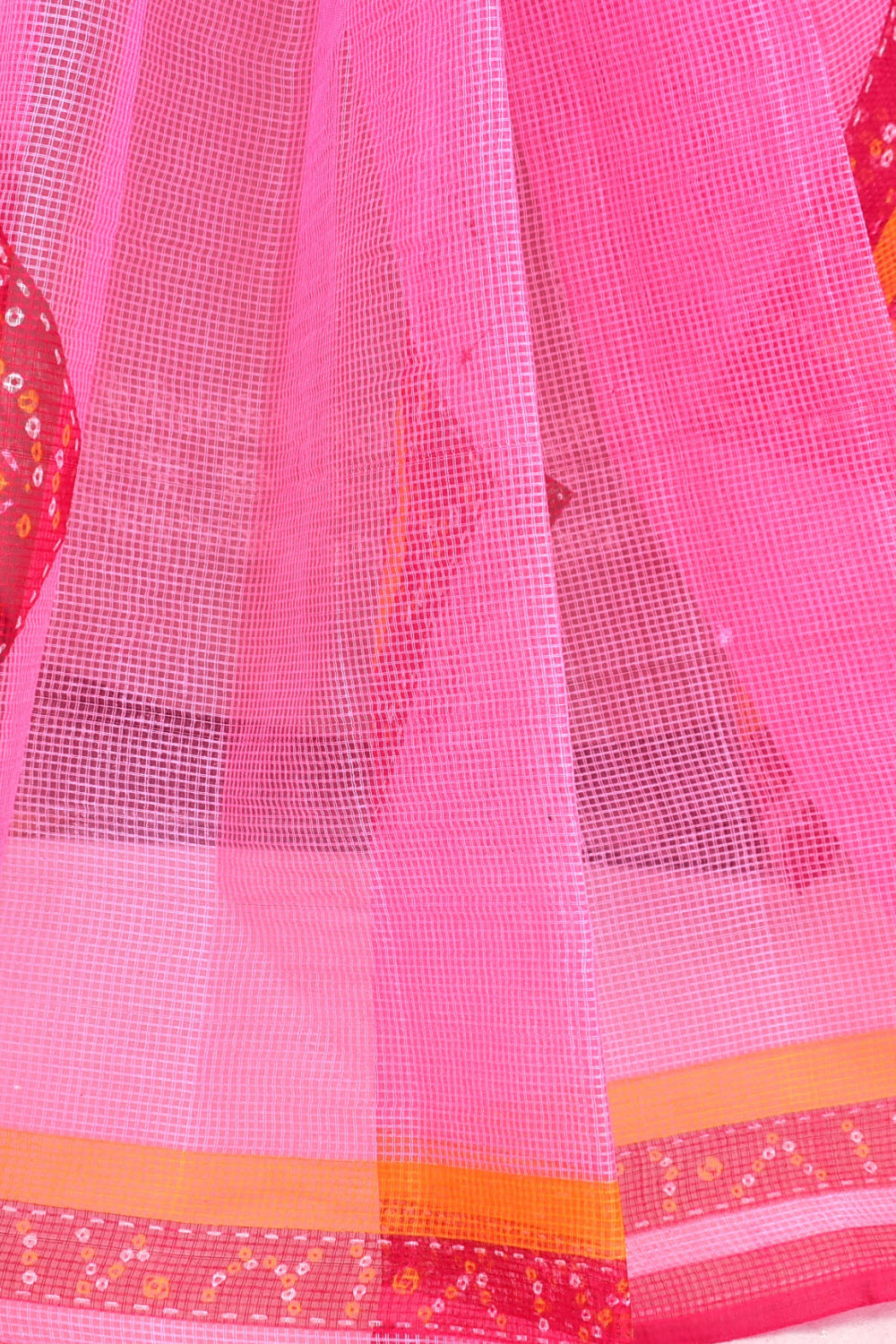 Pink Chunri Print Handloom JP Munga Kota Cotton Saree without Blouse 15634