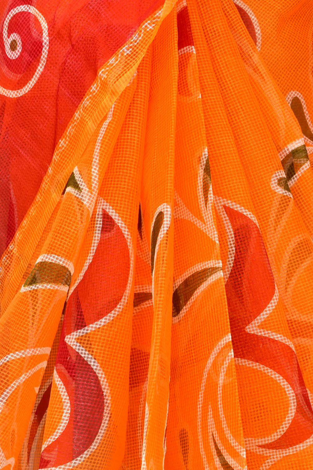 Turmeric Yellow-Red JP Munga Kota Printed Handloom Cotton Saree without Blouse 15636