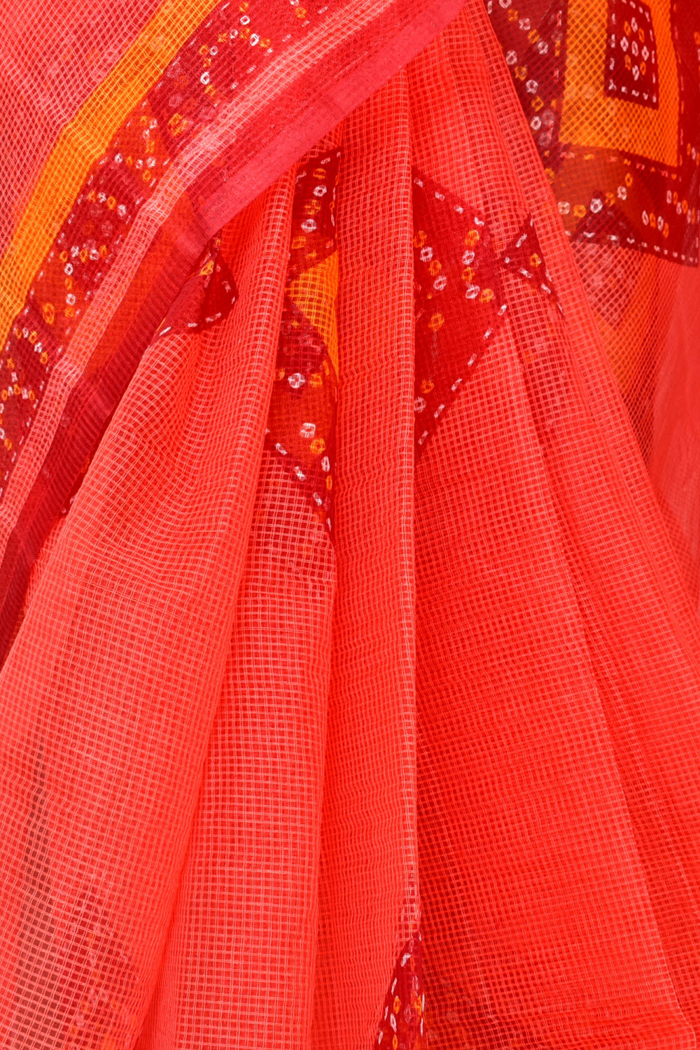 Peach Chunri Print Handloom JP Munga Kota Cotton Saree without Blouse 15646