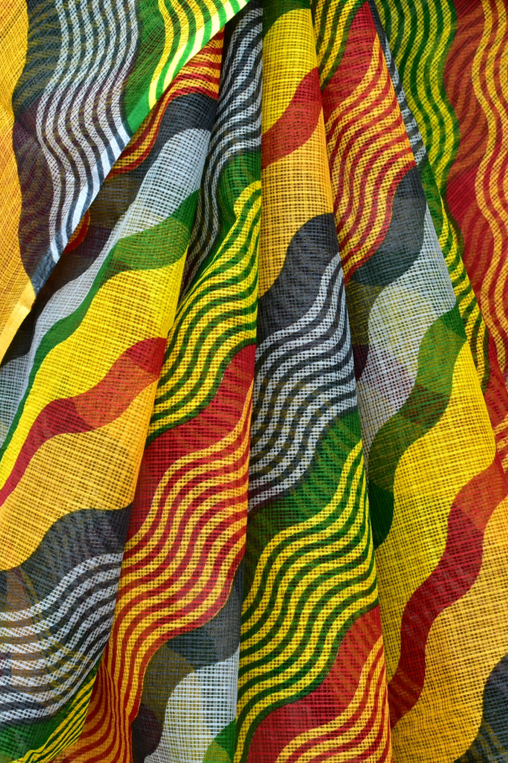 Multi-Color Kota Doria Laharia Handloom Pure Cotton Saree without Blouse 15664