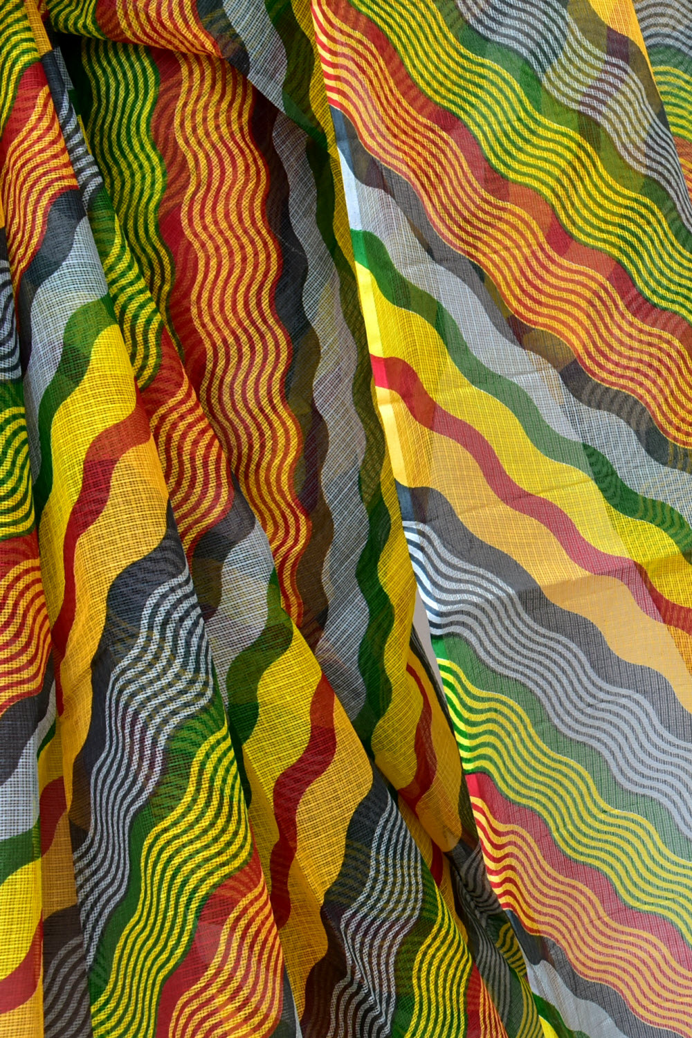 Multi-Color Kota Doria Laharia Handloom Pure Cotton Saree without Blouse 15664