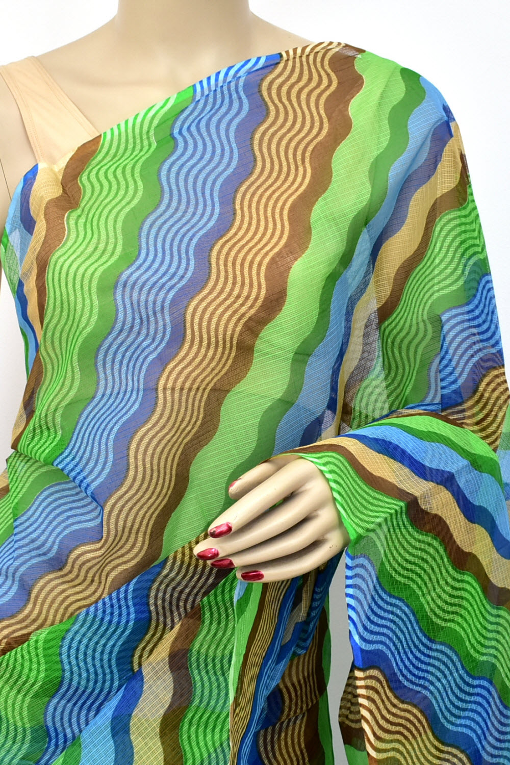 Multi-Color Kota Doria Laharia Handloom Pure Cotton Saree without Blouse 15666