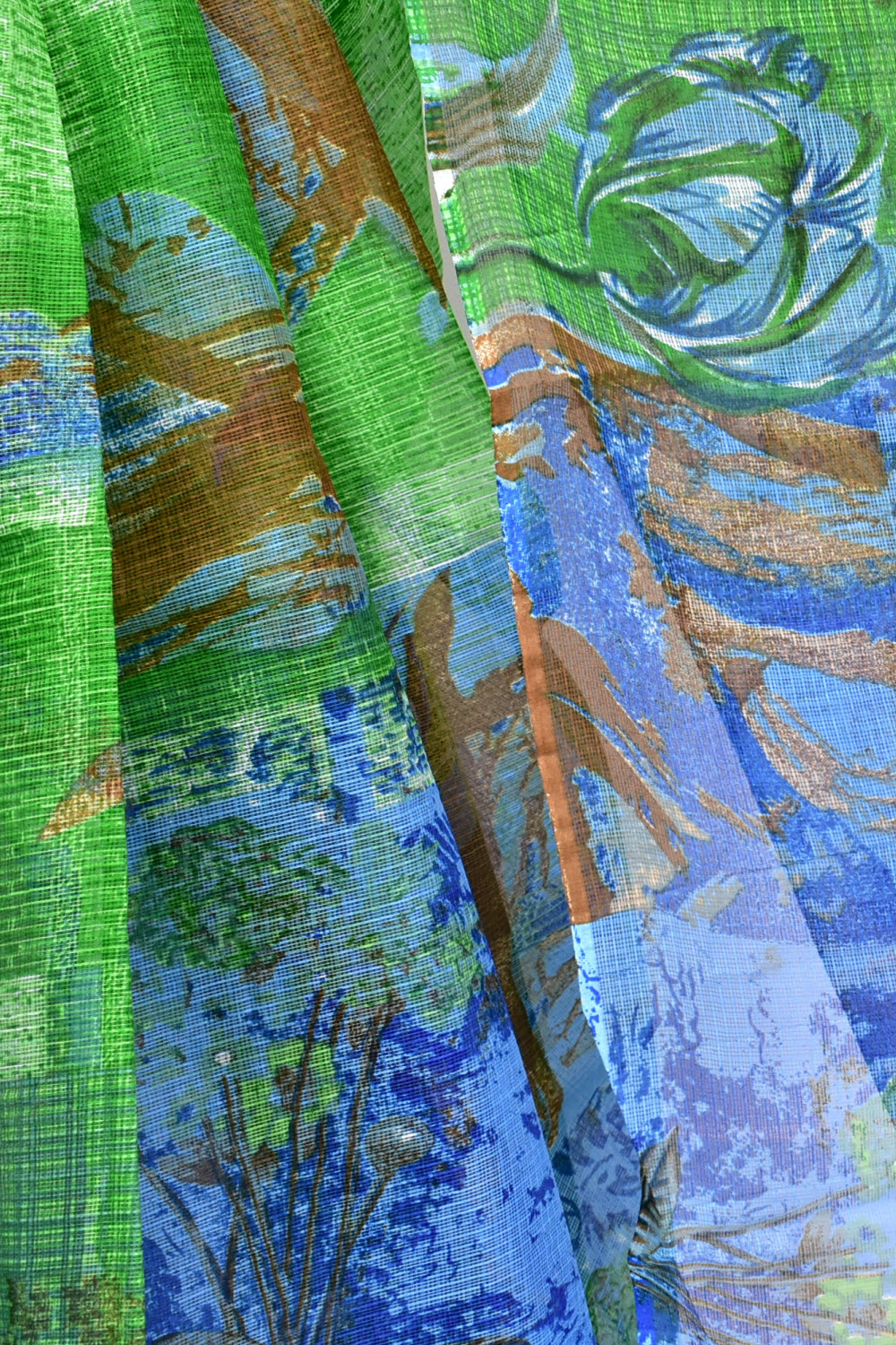 Green Blue Pure Cotton Kota Doria Saree Premium Quality Handwoven Digital Printed Saree without Blouse 15672