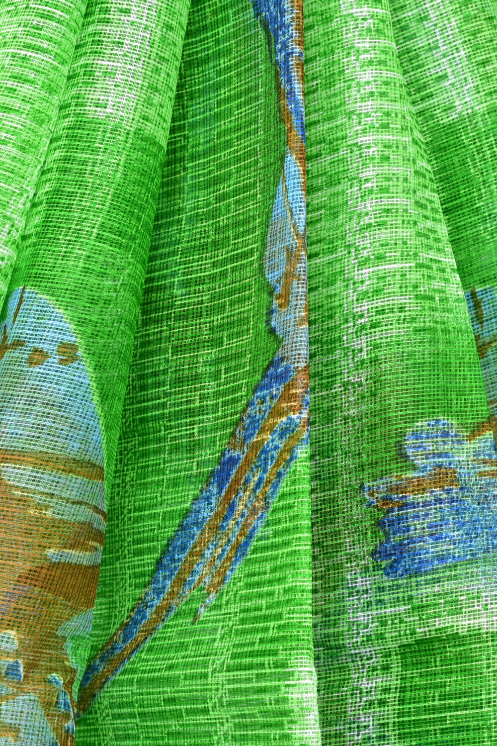 Green Blue Pure Cotton Kota Doria Saree Premium Quality Handwoven Digital Printed Saree without Blouse 15672