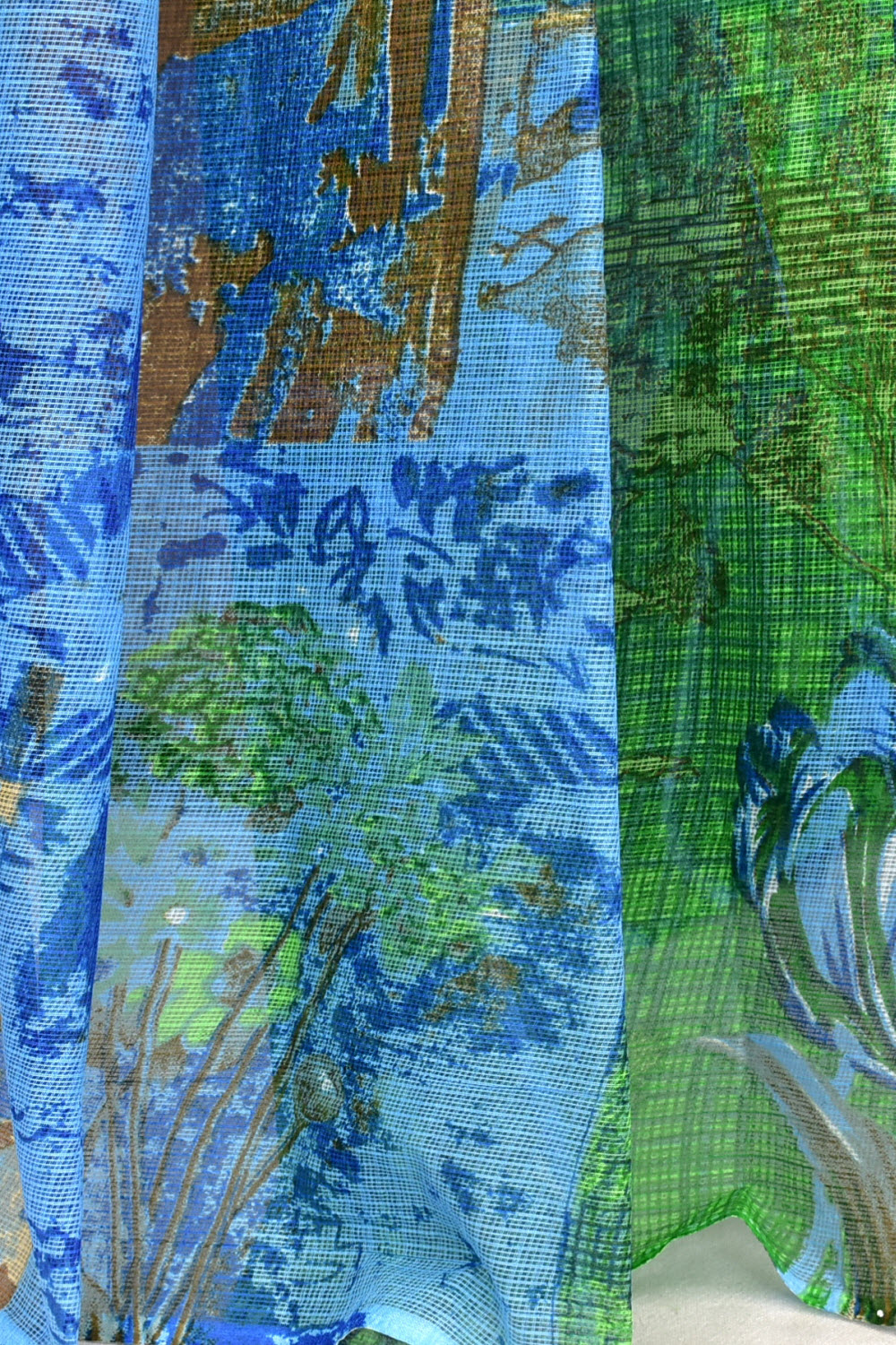 Green Blue Pure Cotton Kota Doria Saree Premium Quality Handwoven Digital Printed Saree without Blouse 15672