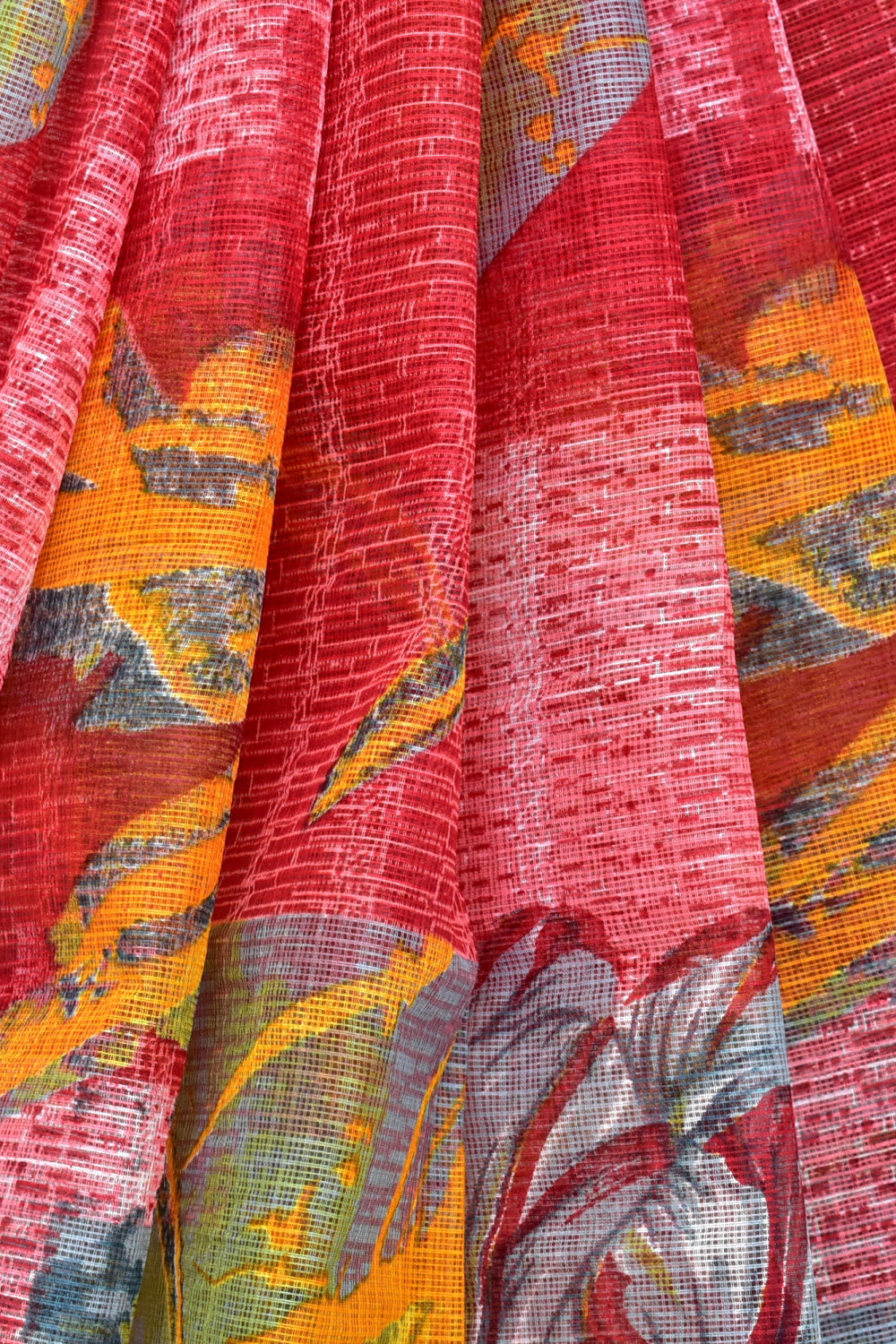 Peach Pure Cotton Kota Doria Saree Premium Quality Handwoven Digital Printed Saree without Blouse 15673