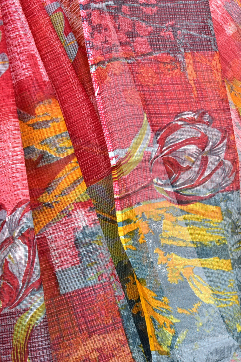 Peach Pure Cotton Kota Doria Saree Premium Quality Handwoven Digital Printed Saree without Blouse 15673