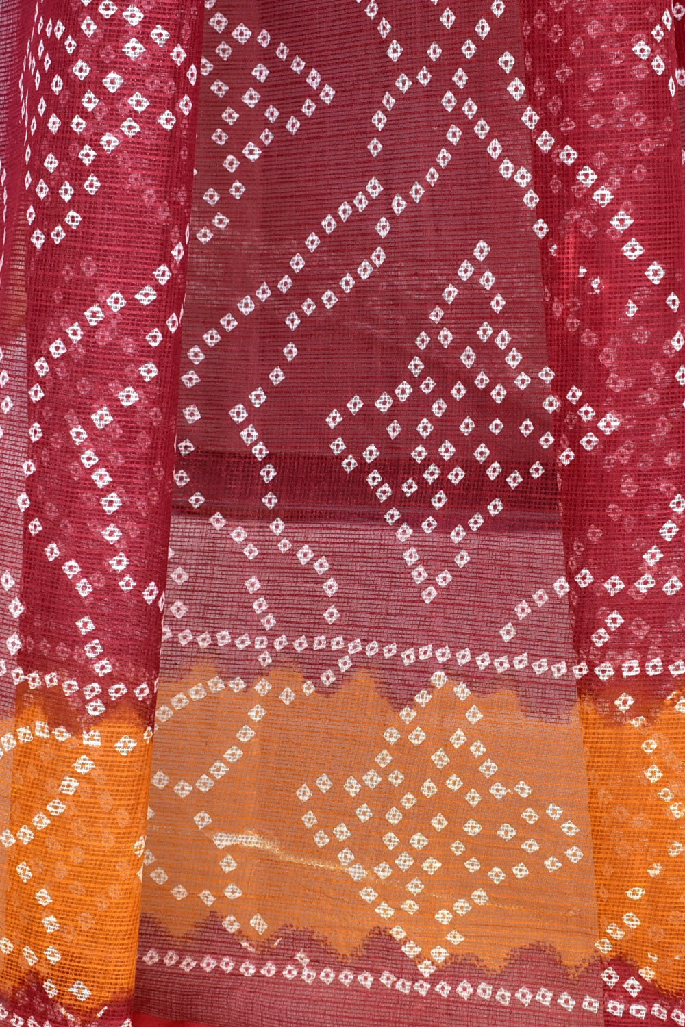 Maroon Mustard Pure Cotton Kota Doria Saree Premium Quality Handwoven Chunri Print Saree without Blouse 15676