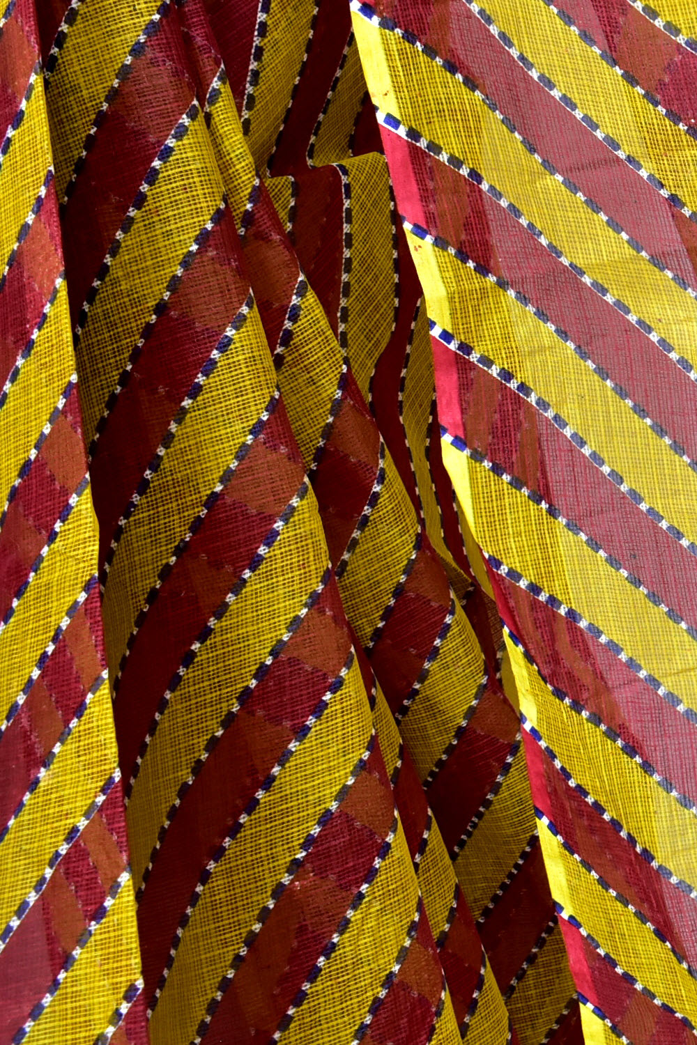 Maroon Mehandi Green Pure Cotton Kota Doria Saree Premium Quality Handwoven Lahariya Print Saree without Blouse 15680