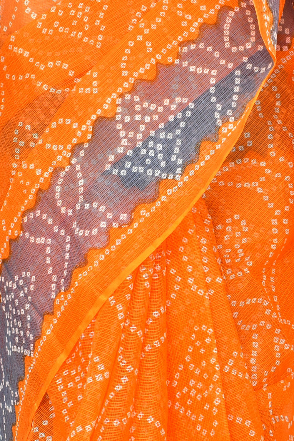 Yellow Grey Pure Cotton Kota Doria Saree Premium Quality Handwoven Chunri Print Saree without Blouse 15688