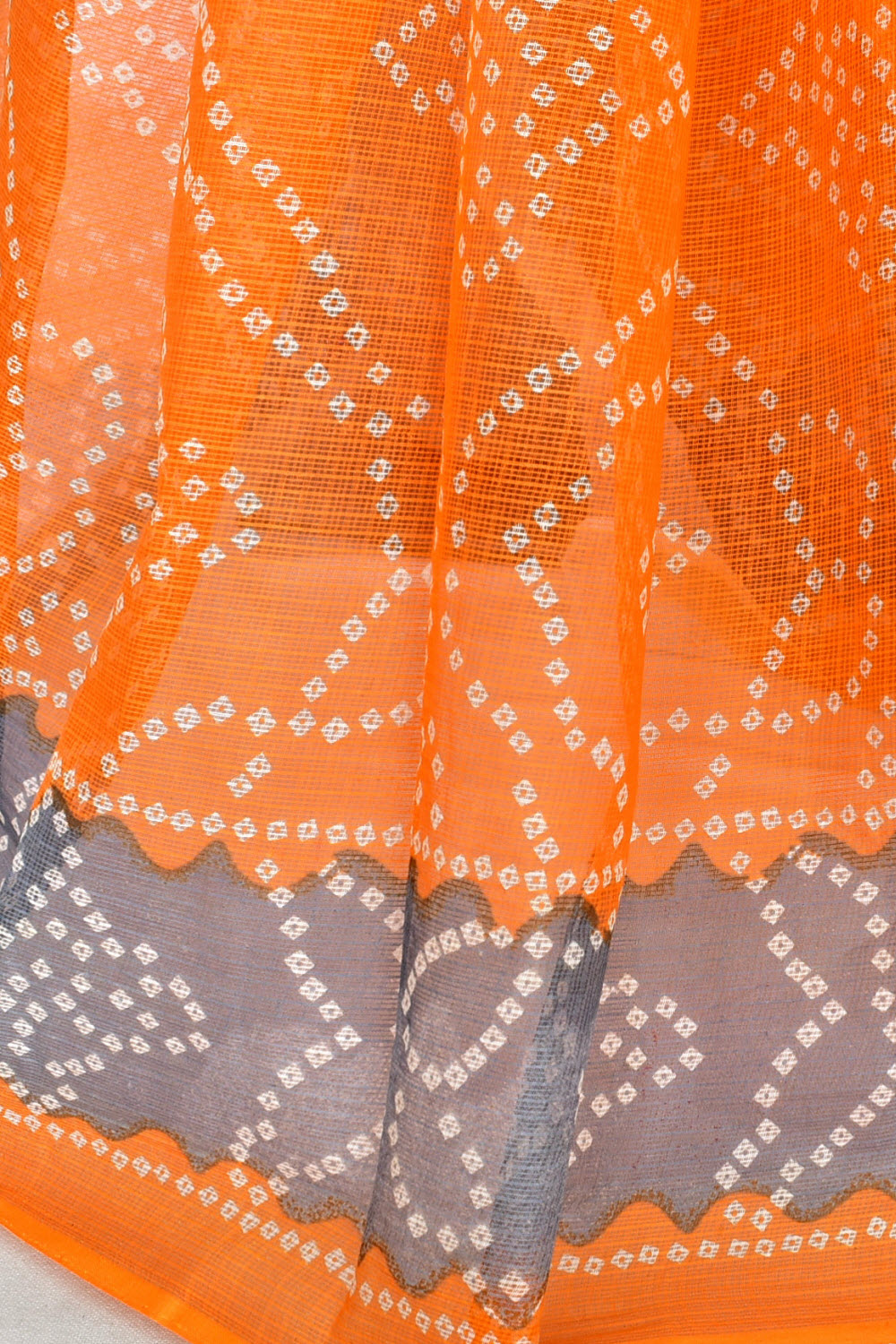 Yellow Grey Pure Cotton Kota Doria Saree Premium Quality Handwoven Chunri Print Saree without Blouse 15688