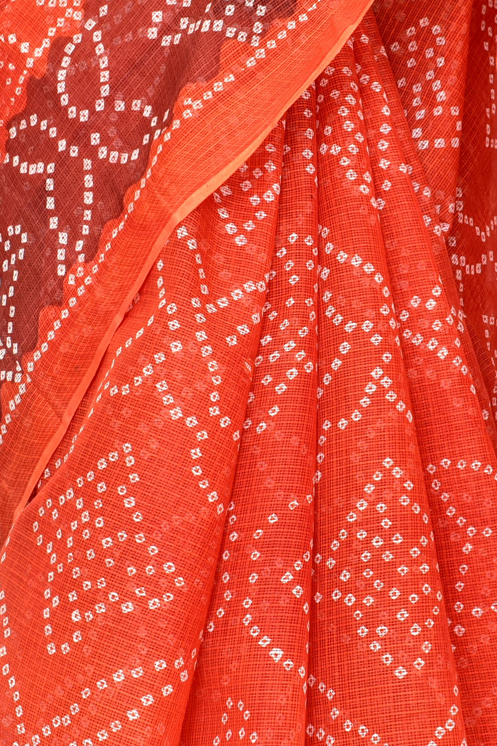Rust Coffee Pure Cotton Kota Doria Saree Premium Quality Handwoven Chunri Print Saree without Blouse 15689