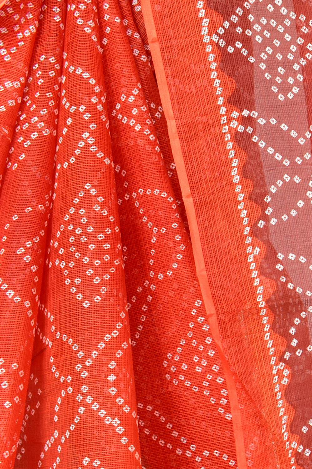 Rust Coffee Pure Cotton Kota Doria Saree  Premium Quality Handwoven Chunri Print Saree without Blouse 15689