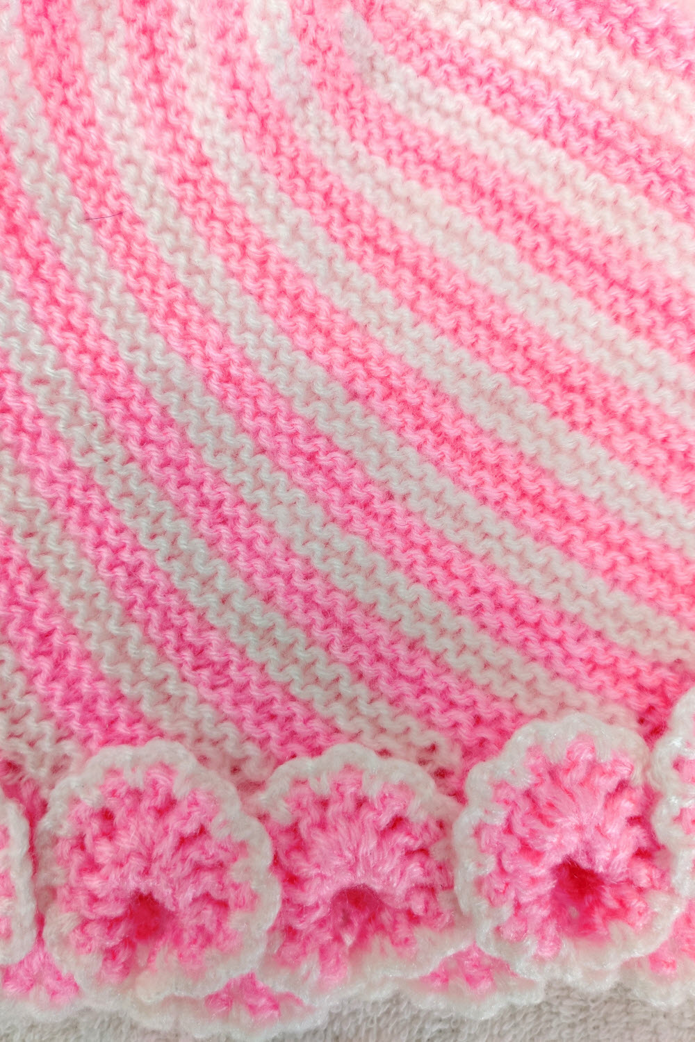 12-18 Months Pink-White Hand Knitted Sweater with Cap 16001