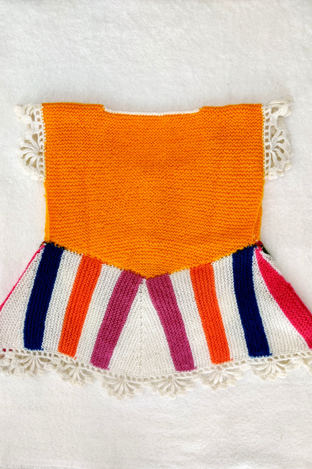 2-3 Years - Multicolor Hand Knitted Sweater for Baby Girl Crochet Border 16004