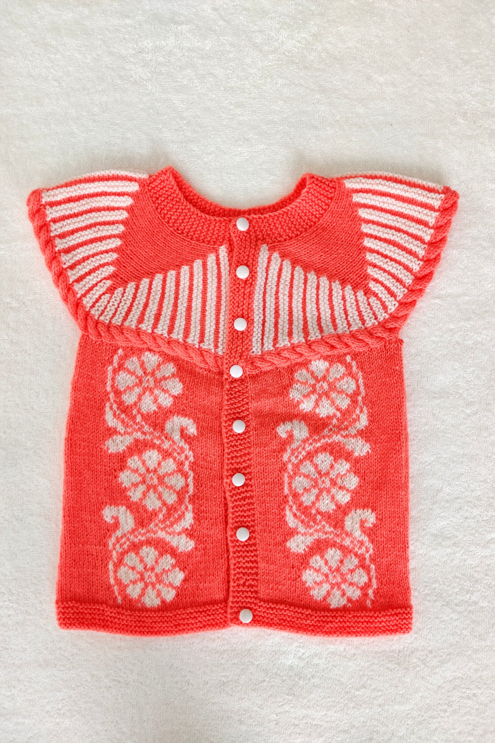 18-24 Months - Peach Hand Knitted Sweater for Kids 16005