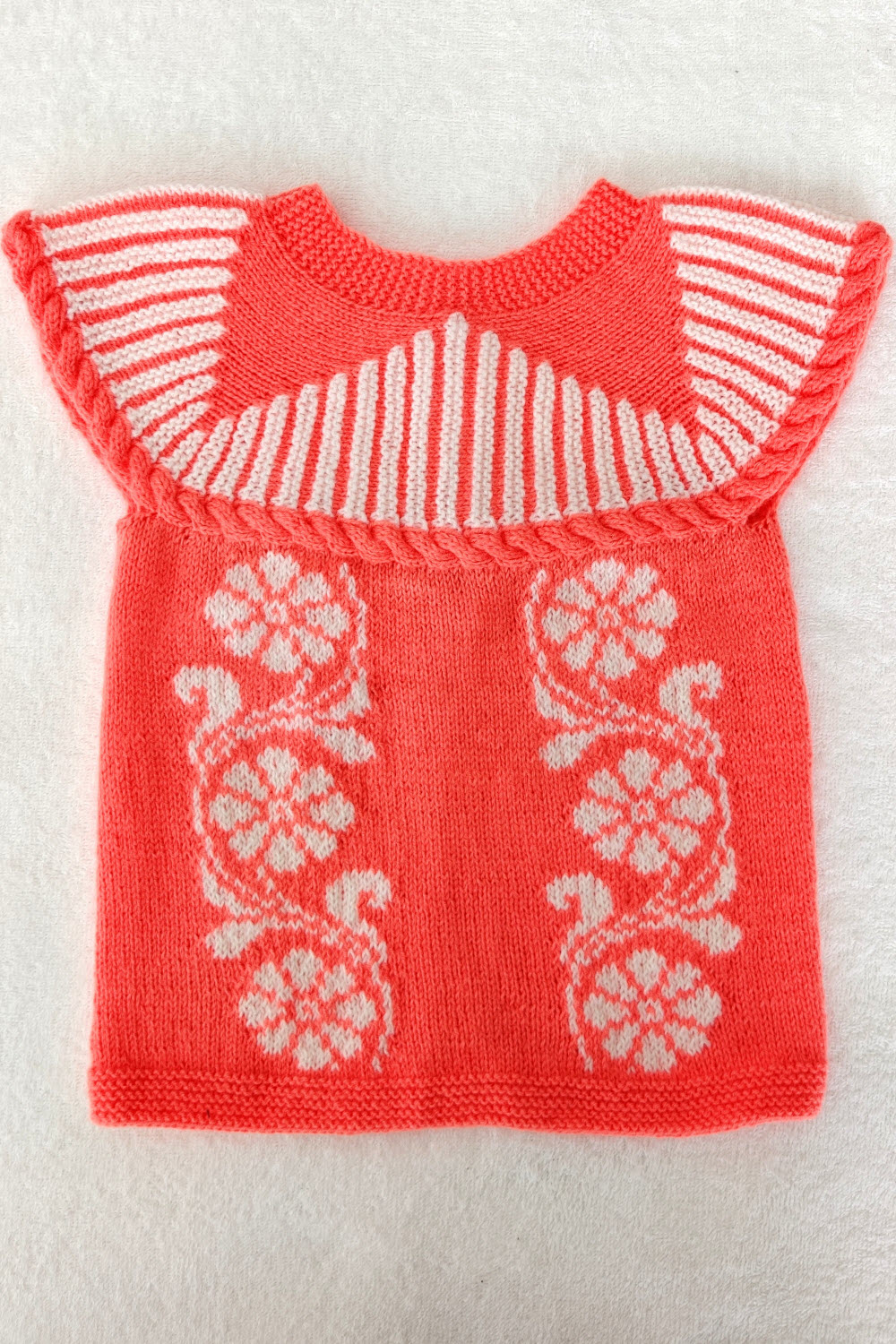 18-24 Months - Peach Hand Knitted Sweater for Kids 16005