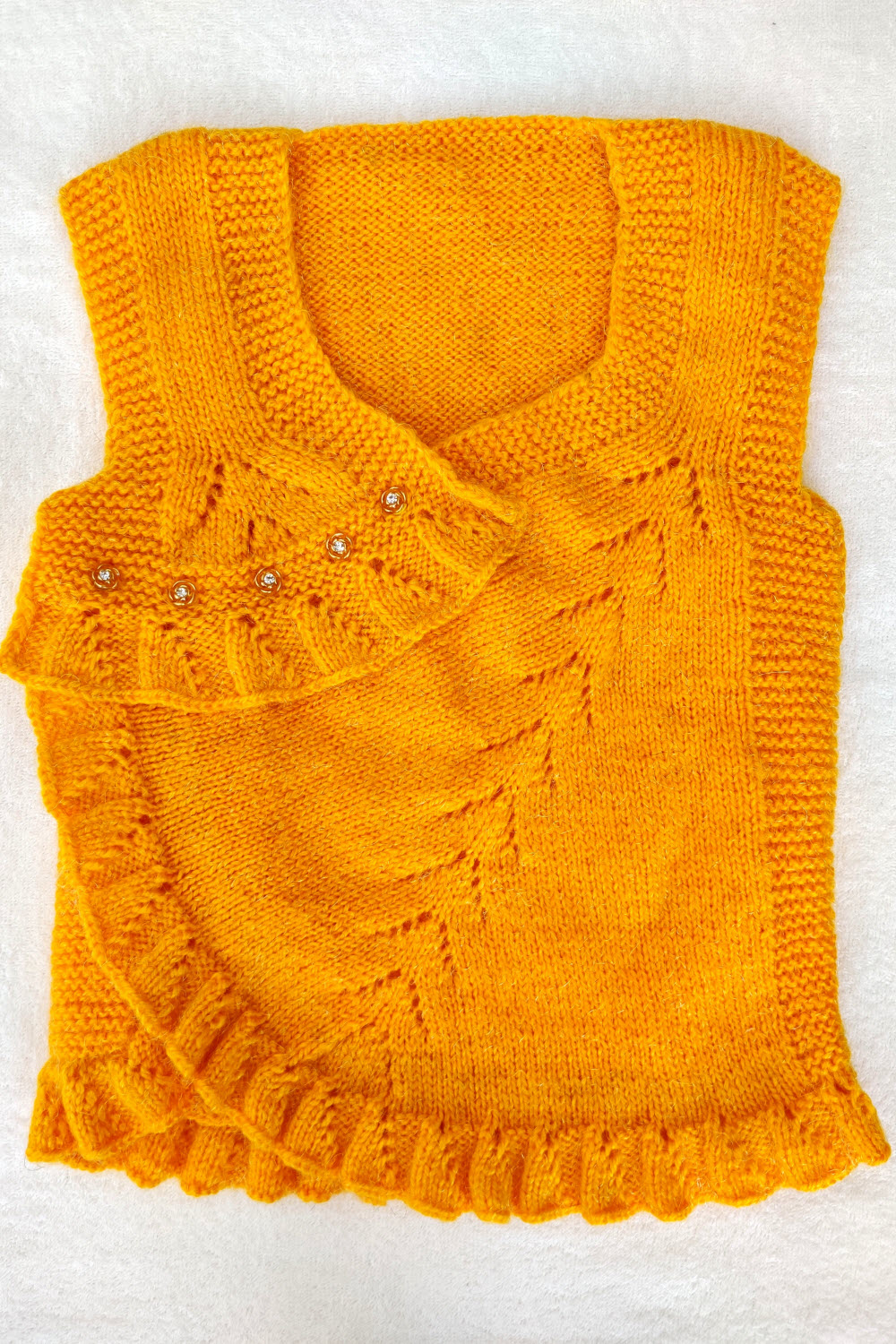 3-4 Years - Turmeric Yellow Hand Knitted Sweater for Kids 16006