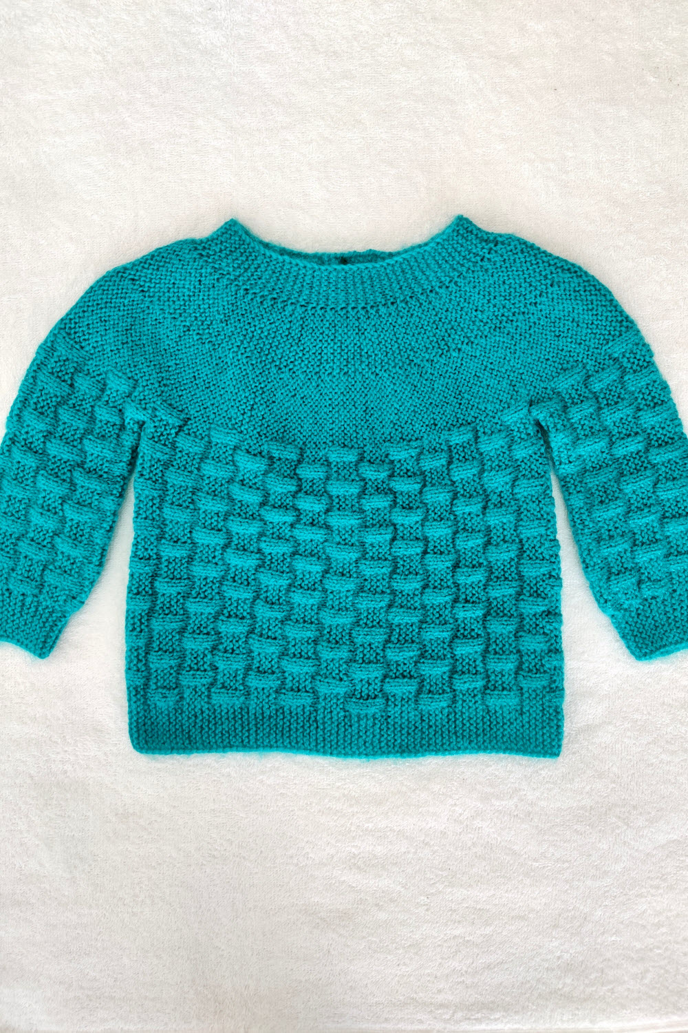 12-24 Months - Sea Green Hand Knitted Sweater with Cap for Kids 16007