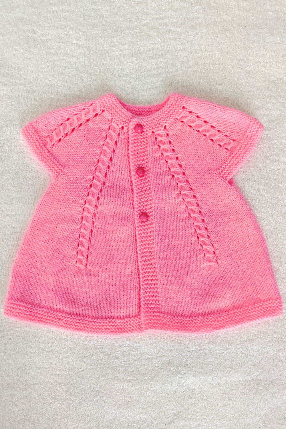 6-12 Months - Pink Hand Knitted Sweater for Kids 16008