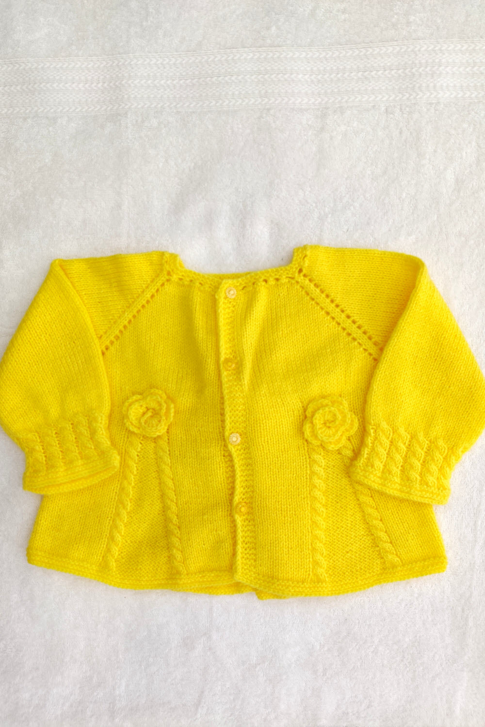 12-24 Months - Yellow Hand Knitted Sweater for Kids 16009