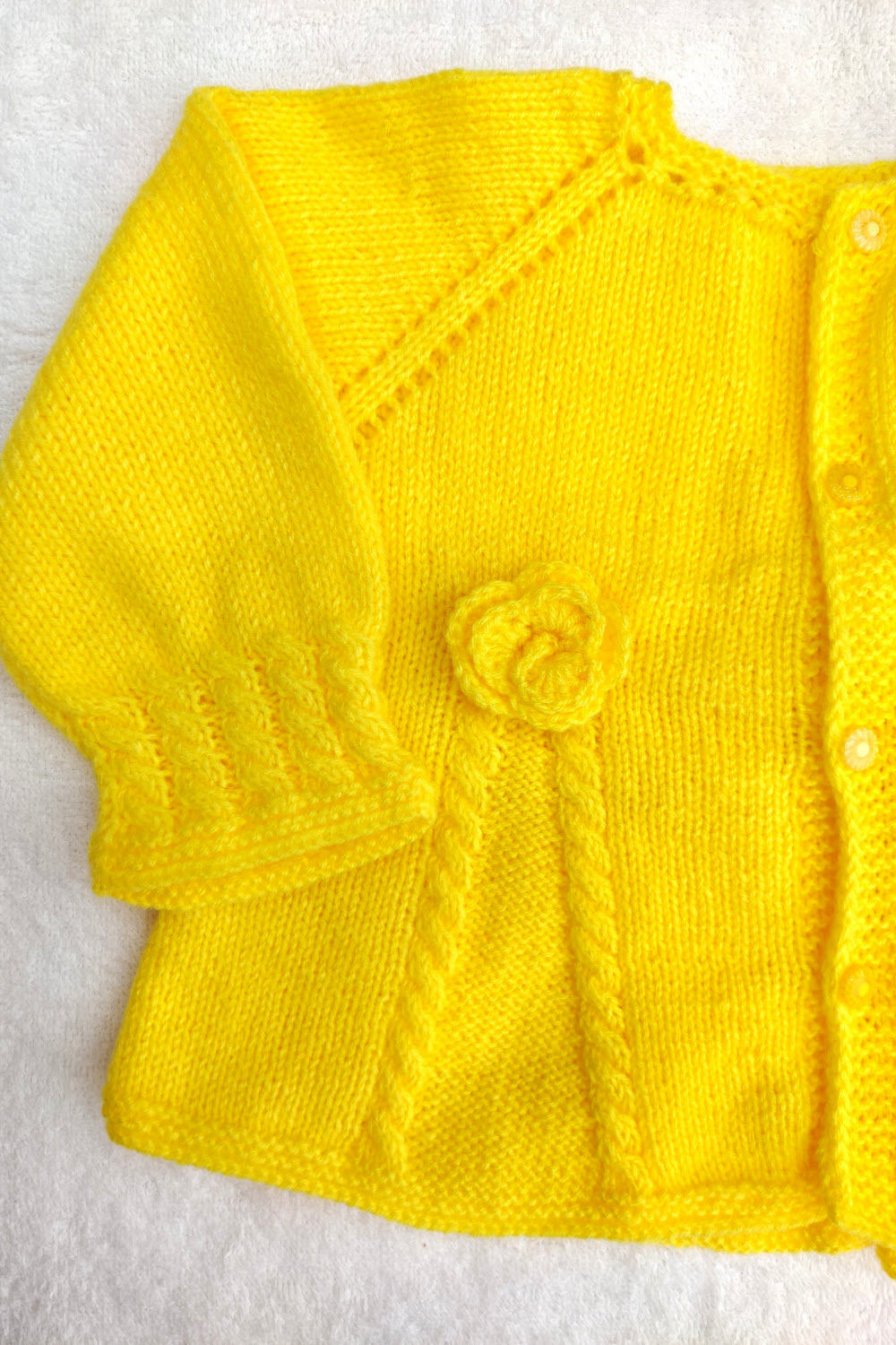 12-24 Months - Yellow Hand Knitted Sweater for Kids 16009