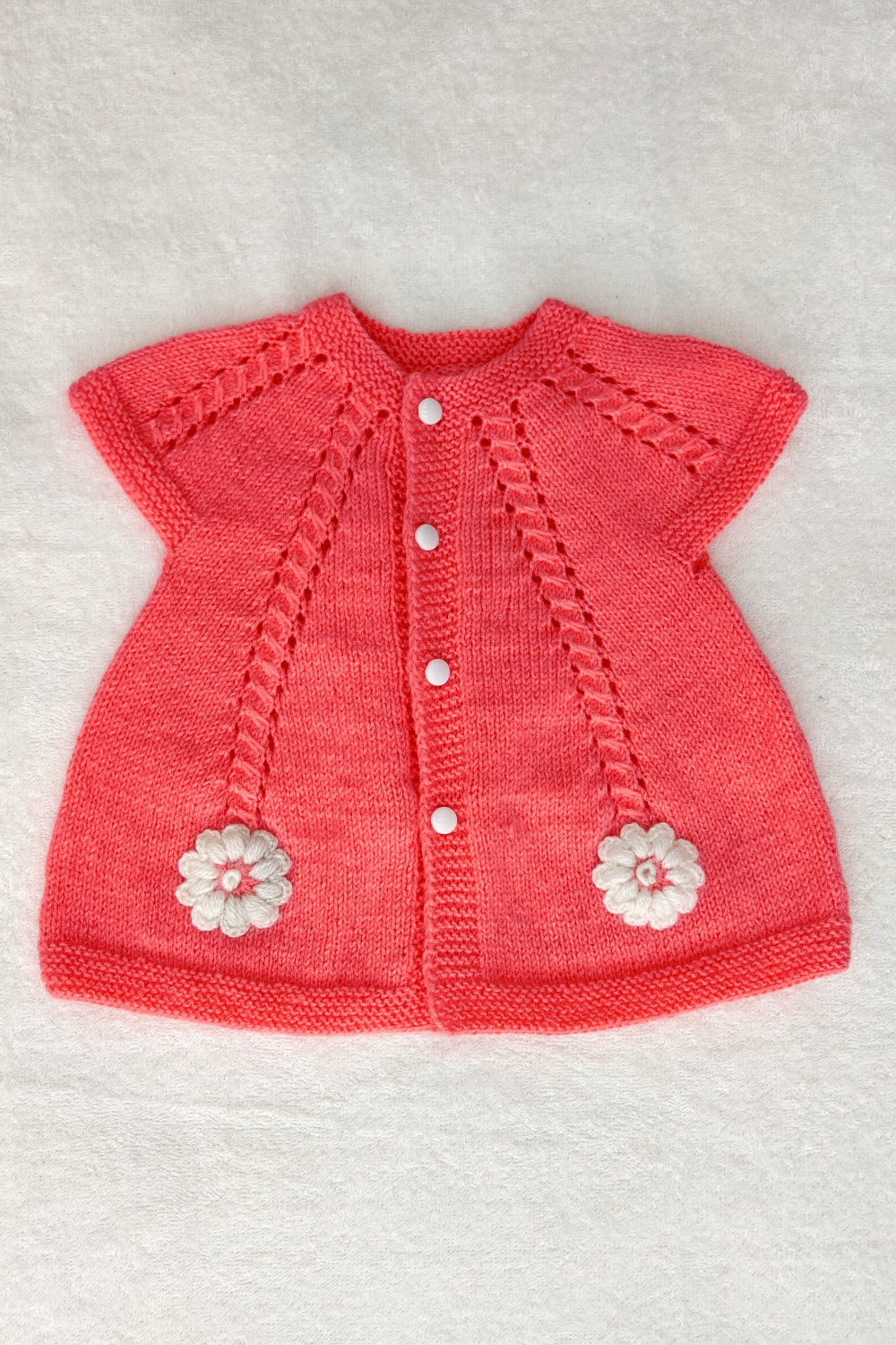 6-12 Months - Peach Hand Knitted Sweater for Kids 16010
