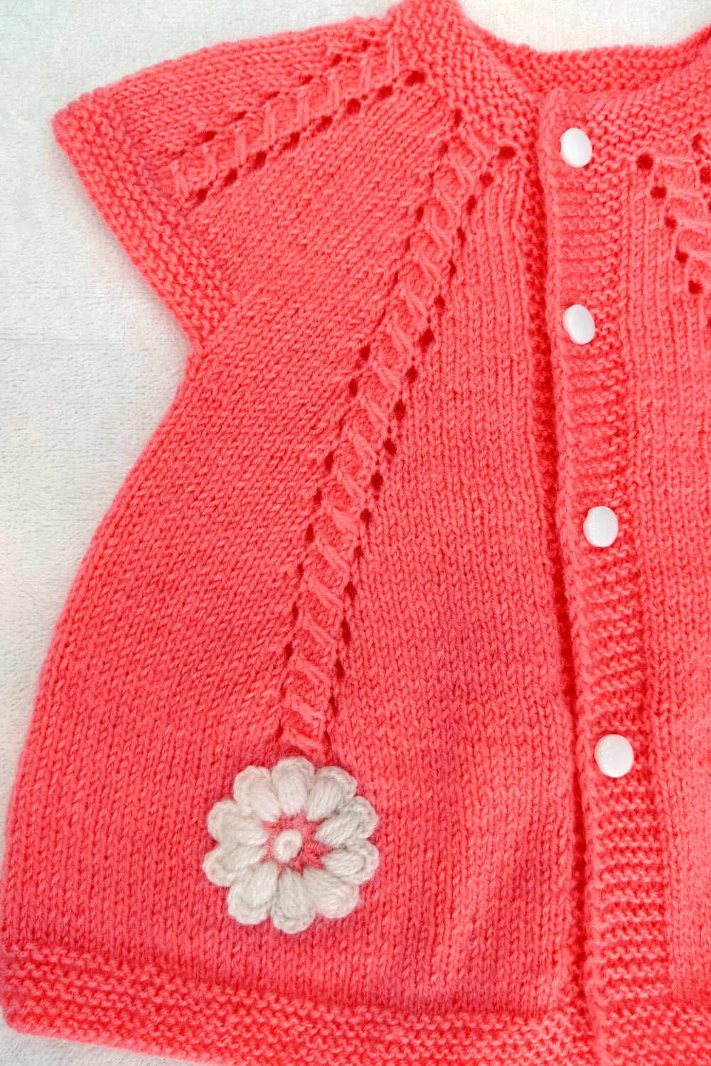 6-12 Months - Peach Hand Knitted Sweater for Kids 16010