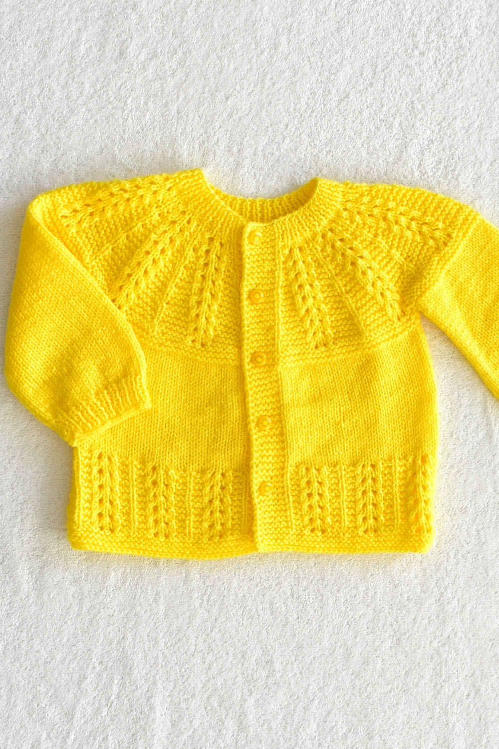 12-18 Months - Yellow Hand Knitted Sweater with Cap and Socks for Kids 16011