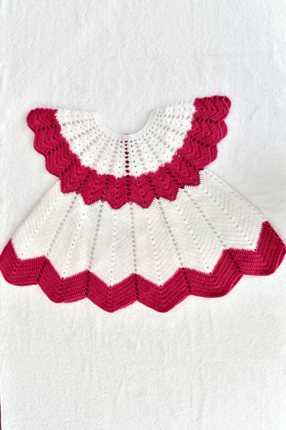 2-3 Years - Burgundy-White Crochet Hand Knitted Sweater for Baby Girl 16012