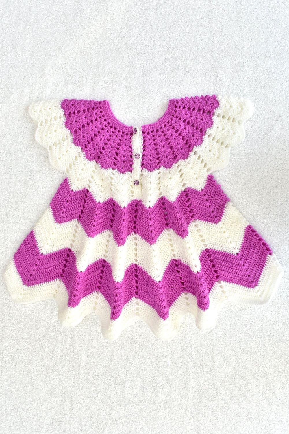 2-3 Years - Lavender-White Crochet Hand Knitted Sweater for Baby Girl 16013
