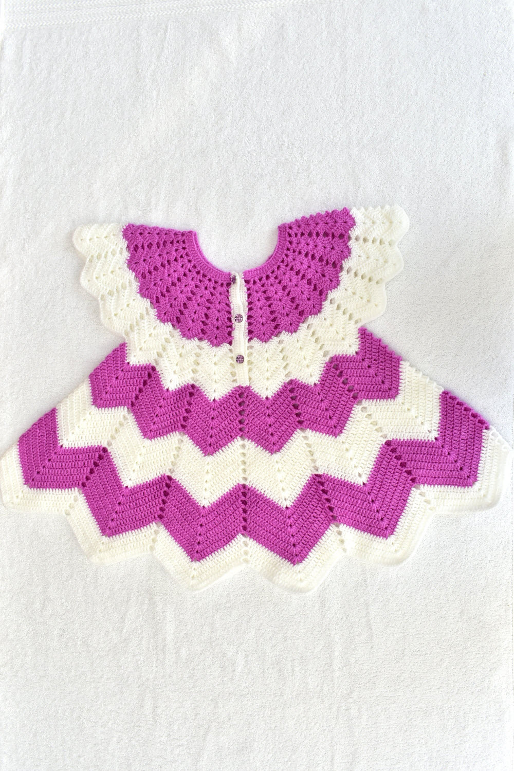 2-3 Years - Lavender-White Crochet Hand Knitted Sweater for Baby Girl 16013