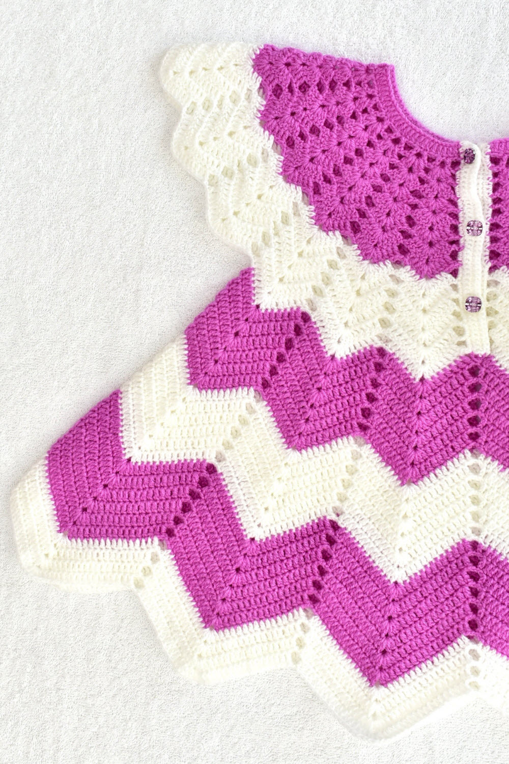 2-3 Years - Lavender-White Crochet Hand Knitted Sweater for Baby Girl 16013