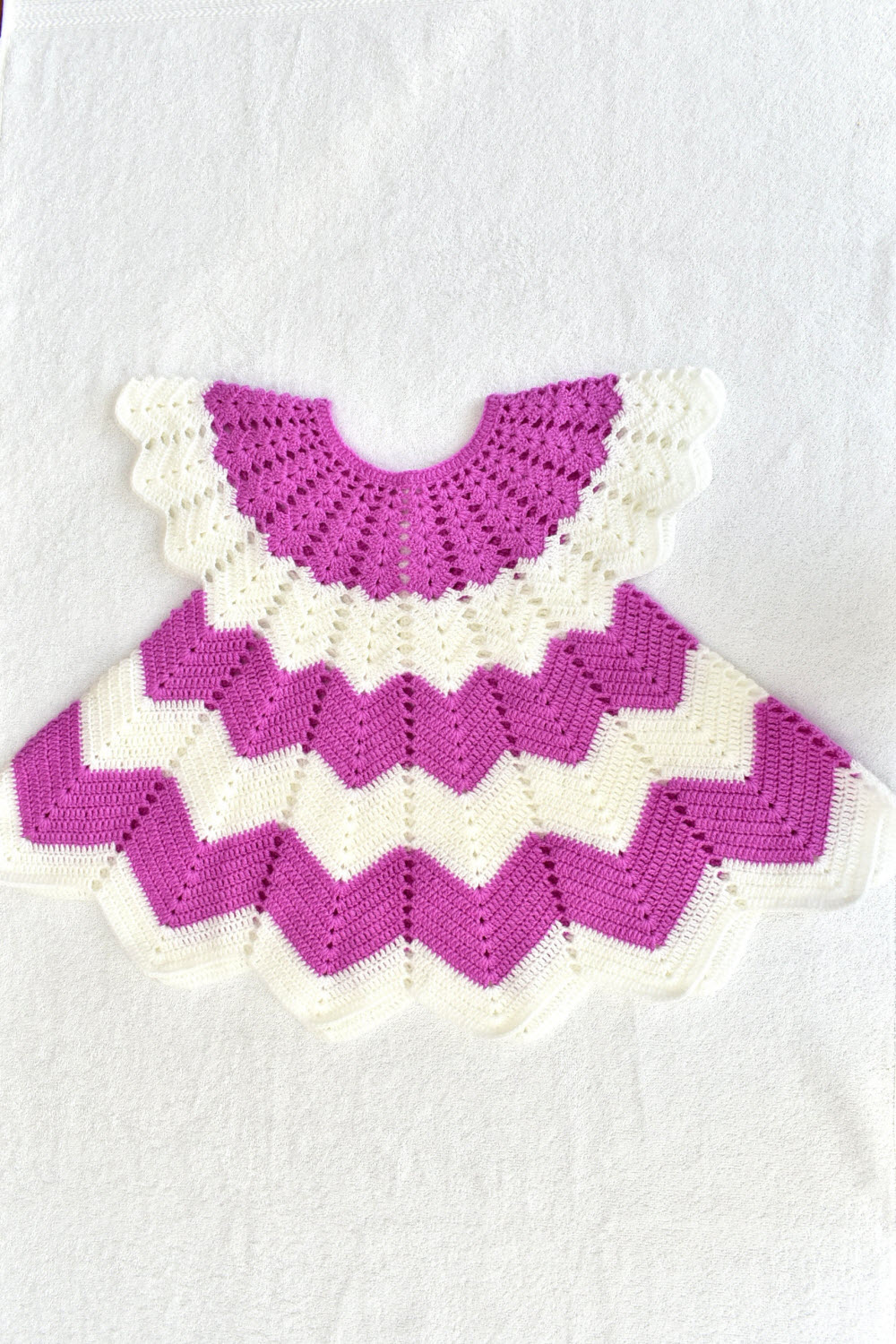 2-3 Years - Lavender-White Crochet Hand Knitted Sweater for Baby Girl 16013