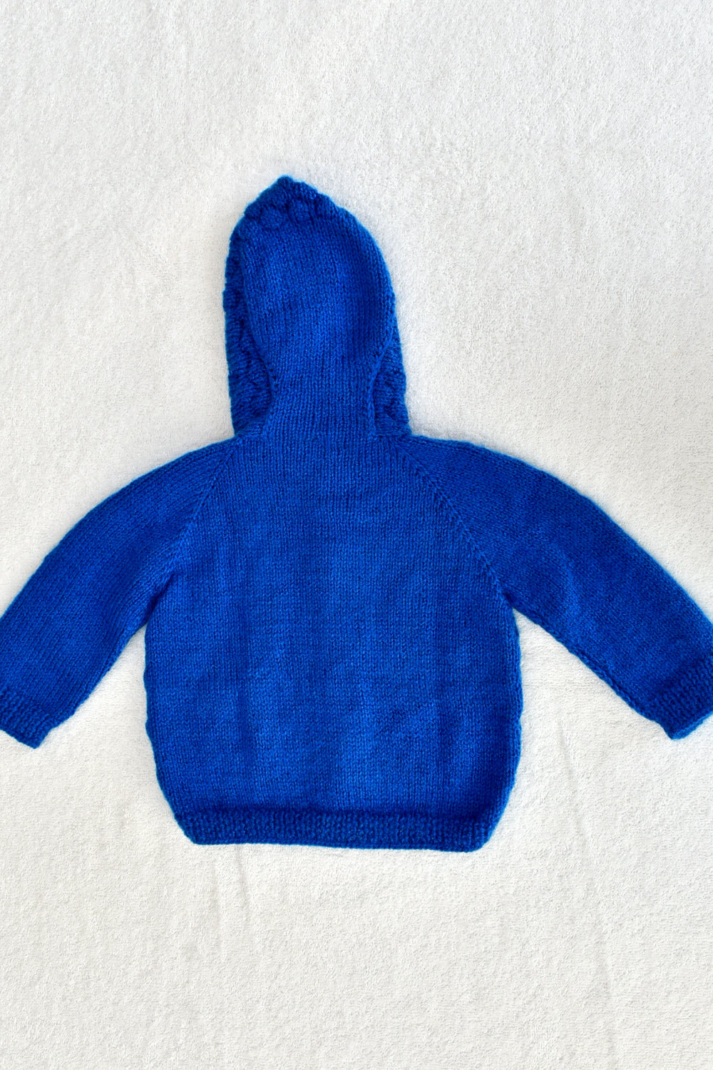 12-18 Months - Blue Hand Knitted Sweater with Cap and Socks for Kids 16014