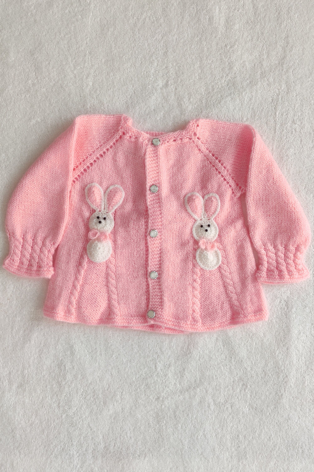 18-24 Months - Baby Pink Hand Knitted Sweater With Cap Shoes For Baby Girl 16016